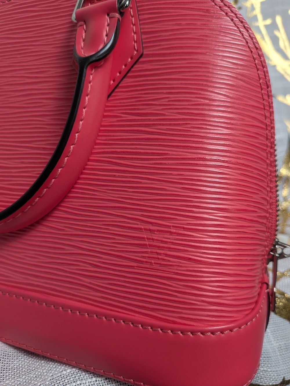 Louis Vuitton Pink Epi Alma BB Satchel with Branded Jacquard Strap - Picture 5 of 11